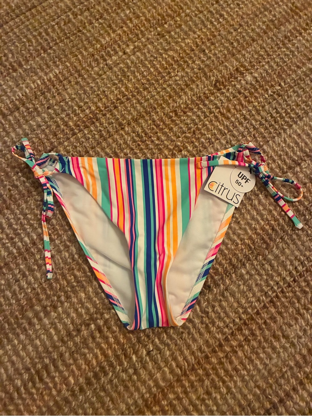 Citrus Shore Stripe Side Tie Bikini Bottoms Multicolor XL NWT